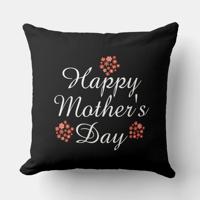 modern enkel text lycklig mors dag persika blommig kudde (Framsida)