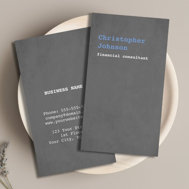 Modern Enkel Textur Grå Blå Konsult Visitkort (Skapare uppladdad)