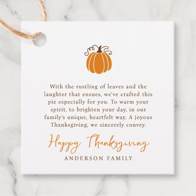 Modern enkel Thanksgiving för höstpumpa Gåvor Etiketter (Framsida)