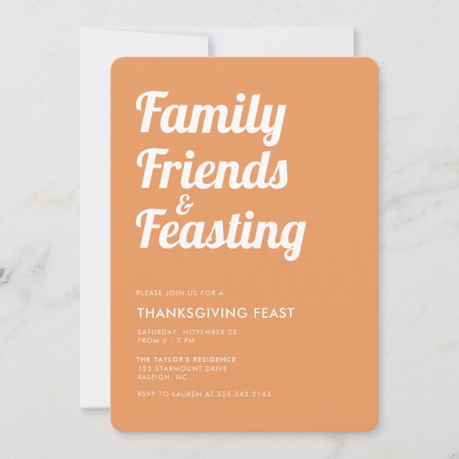 Modern enkel Thanksgiving - inbjudan till middagst (Framsida)