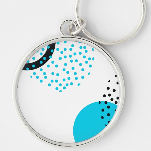 Modern, enkel, trendig, stadscirkelgrafik rund silverfärgad nyckelring (Framsidan)