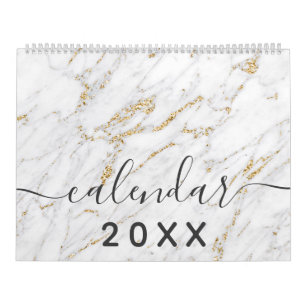 Modern enkel tunn elegant chic marmor mönster kalender