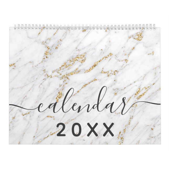 Modern enkel tunn elegant chic marmor mönster kalender (Omslag)