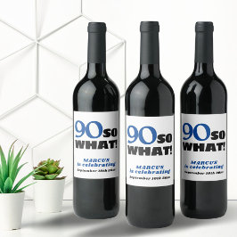 Modern enkel typografi 90:e födelsedag Vin Vinflaska Etikett