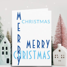 Modern enkel typografi, blå God jul Helgkort