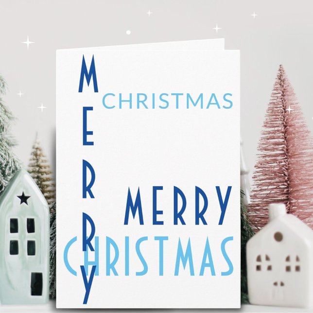 Modern enkel typografi, blå God jul Helgkort (Skapare uppladdad)