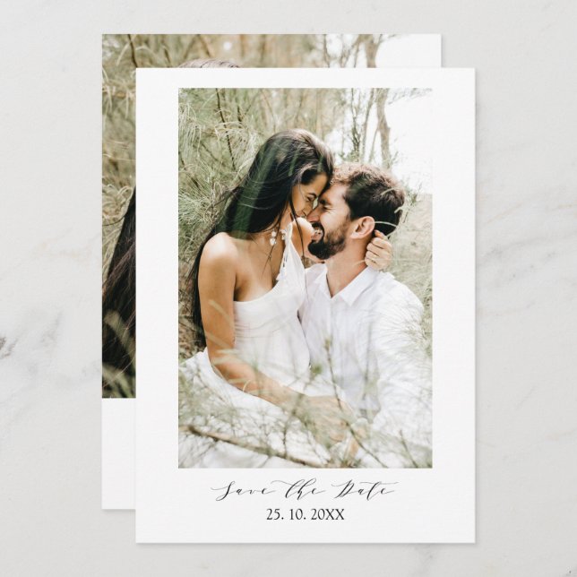 Modern, enkel, typografi bröllop spara datumet (Fram/baksida)