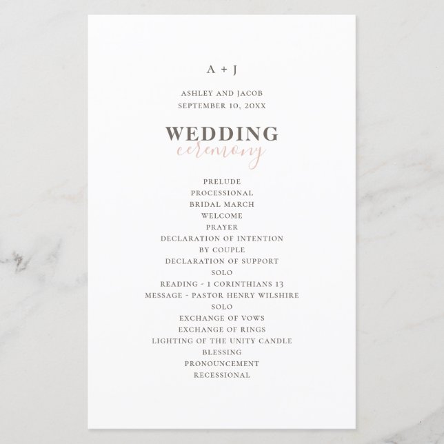 Modern enkel typografi. Elegant bröllopsprogram (Framsida)