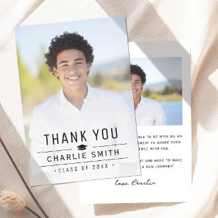 Modern enkel typografi Fotoexamen Tack Kort