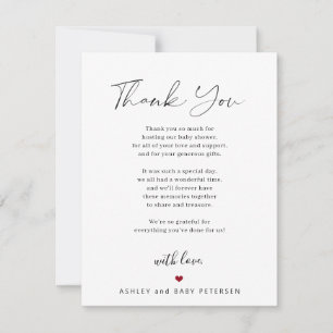 Modern enkel typografi manus baby shower tack kort