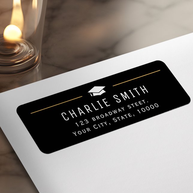 Modern enkel typografi Student Returadress Returadress Etikett (Modern Simple Typography Graduate Return Address Label)