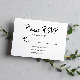 Modern enkel typografi, svart och vitt bröllop OSA kort