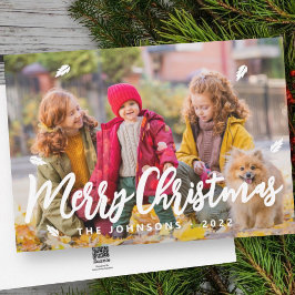 Modern enkel uppspelning av familjefoto Hälsning L Julkort