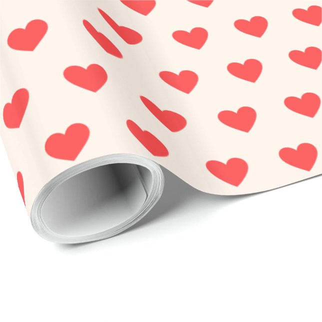 Modern enkel Valentine Red Hearts Mönster Presentpapper (Rullad Hörn)
