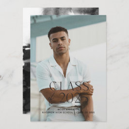 Modern enkel varning för svart foto Studenten Inbjudningar