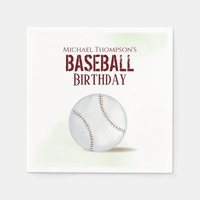 Modern enkel vattenfärg Baskeball-födelsedag Pappersservett (Framsidan)