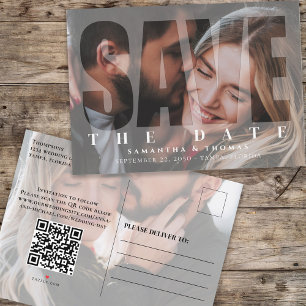 Modern enkel Vellum två fotoövertäckning   QR-kod Meddelande Vykort