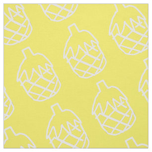 Modern, enkel, vit konturdesign för ananas tyg