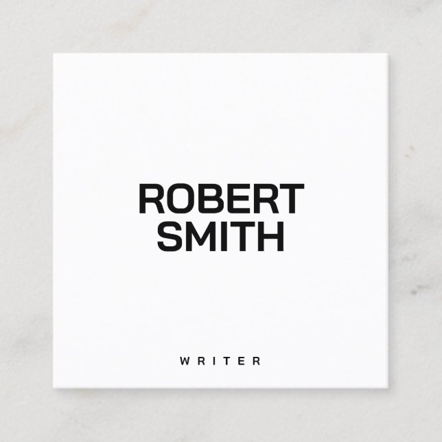 Modern enkel vit och svart Affärskort Fyrkantigt Visitkort (Framsida)