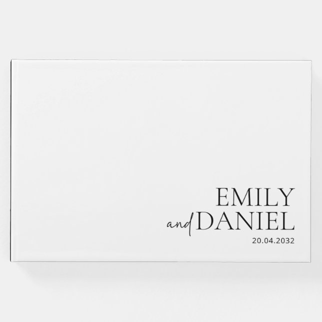 Modern, enkel, vit och svart gästböcker (Framsida)