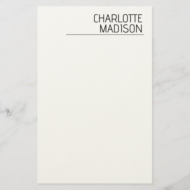 Modern Enkel Vit Trendig Minimalistisk Enkel  Brevpapper (Framsida)