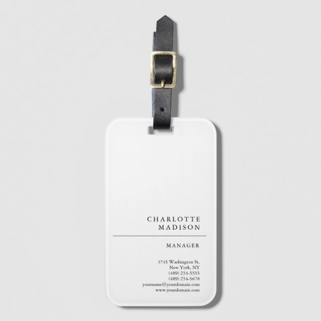 Modern enkel vit Trendig - minimalistisk slapp Bagagebricka (Framsida vertikal)