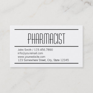 Modern enkel vitPharmacistvisitkort Visitkort