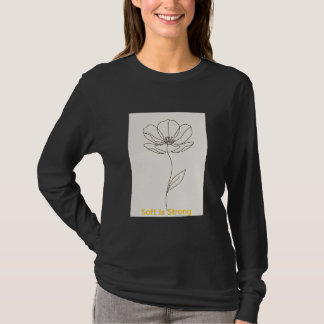 Modern enkelblommig teckning minimalism t shirt