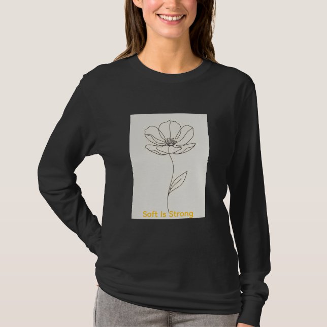 Modern enkelblommig teckning minimalism t shirt (Framsida)