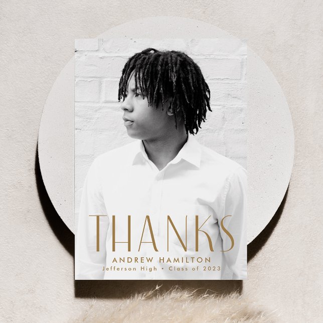 Modern enkelhet, brass Photo Studenten Tack Kort (Skapare uppladdad)