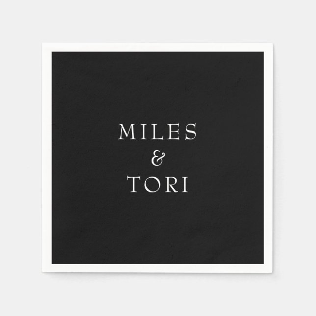 Modern enkelhet i Svarta Bröllop Pappersservett (Framsidan)