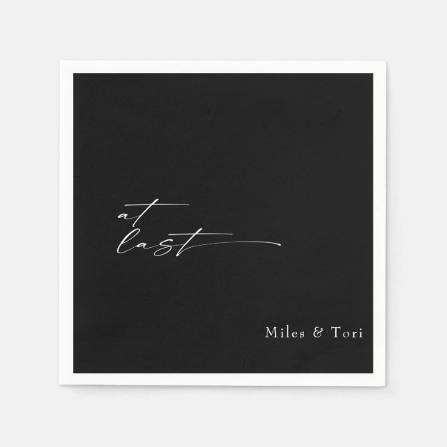 Modern enkelhet, svart förra Bröllop Pappersservett (Framsidan)