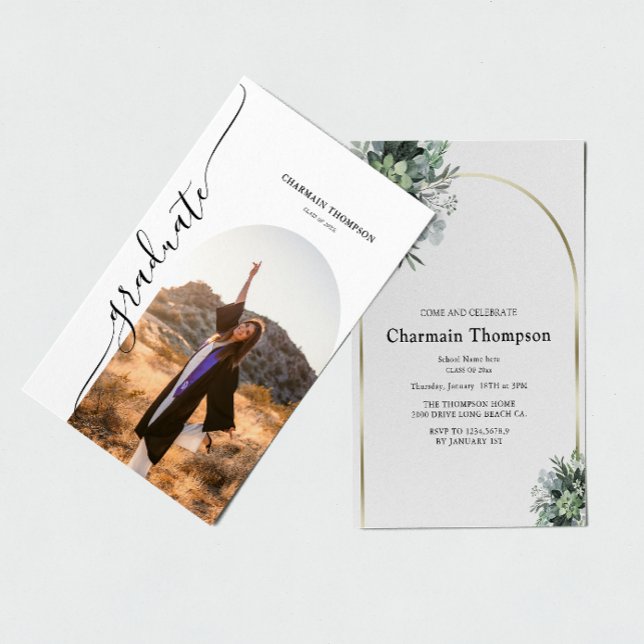 Modern, enkelt Arch Photo Studenten Inbjudningar (Skapare uppladdad)