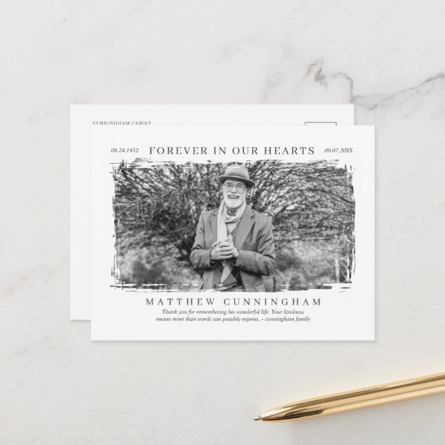 Modern, enkelt foto i våra hjärtan vykort (Fram/Back In Situ)