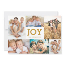 Modern, enkelt Joy Helgdag Photo Collage Card