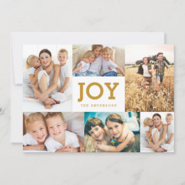 Modern, enkelt Joy Helgdag Photo Collage Card Julkort