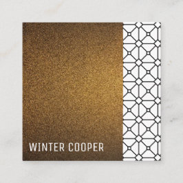 Modern, enkelt koppargeometriskt ram i guld glitte fyrkantigt visitkort