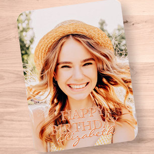 Modern, enkelt skribentfoto, födelsedag Hälsning Magnet