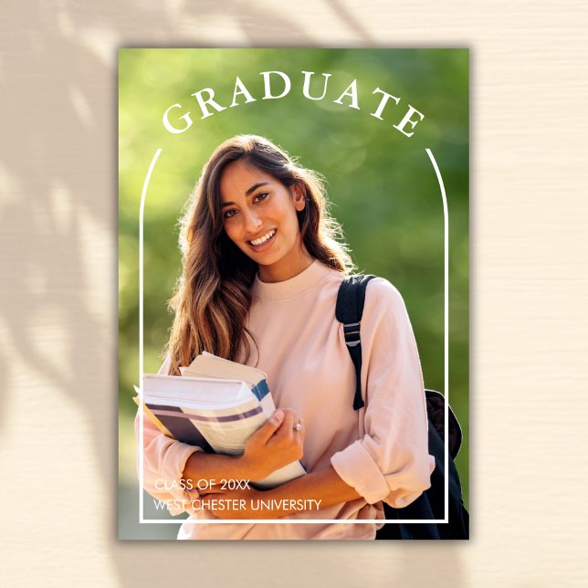 Modern, enkelt skript, foto Studenten Inbjudningar (Skapare uppladdad)