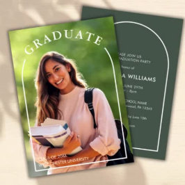 Modern, enkelt skript, foto Studenten Inbjudningar