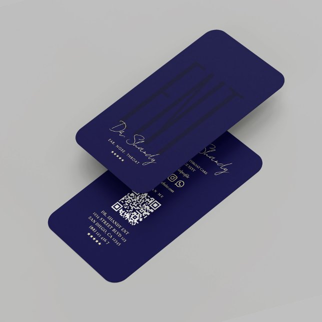 Modern ENT Otolaryngolog Midnight Blue Visitkort (Modern ENT Otolaryngologist Midnight Blue Business Card
)