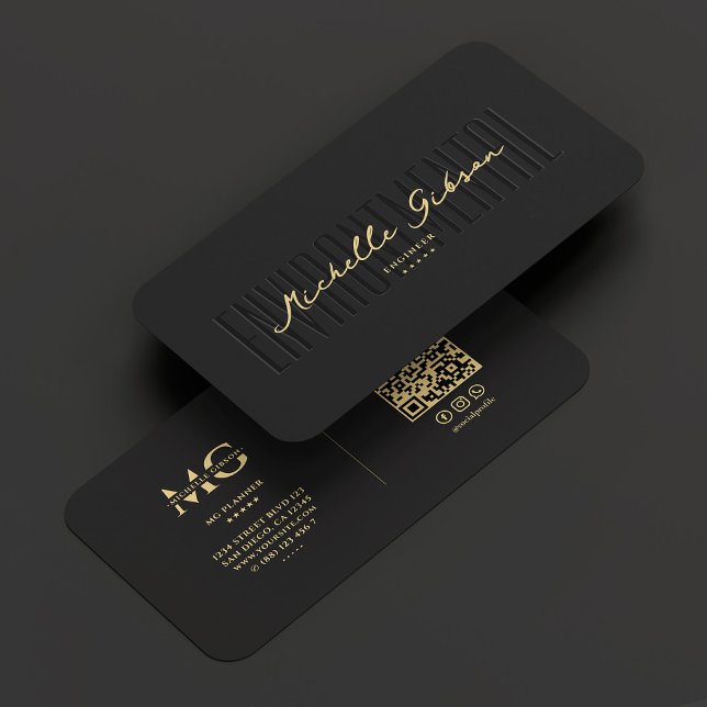 Modern Environmental Ingenjör Monogram Black Visitkort (Modern Environmental Engineer Monogram Black Business Card
)