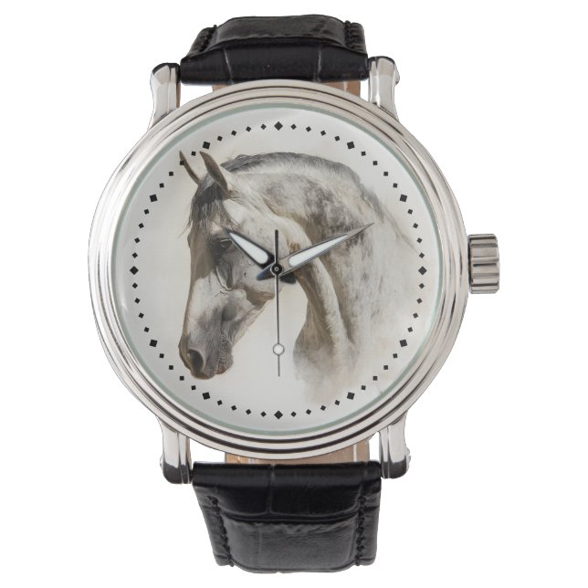 Modern Equestrian Elegant Lusitano Horse Armbandsur (Framsida)