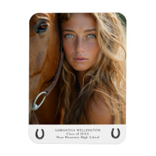 Modern Equestrian Horse Shoe Photo Studenten Magnet