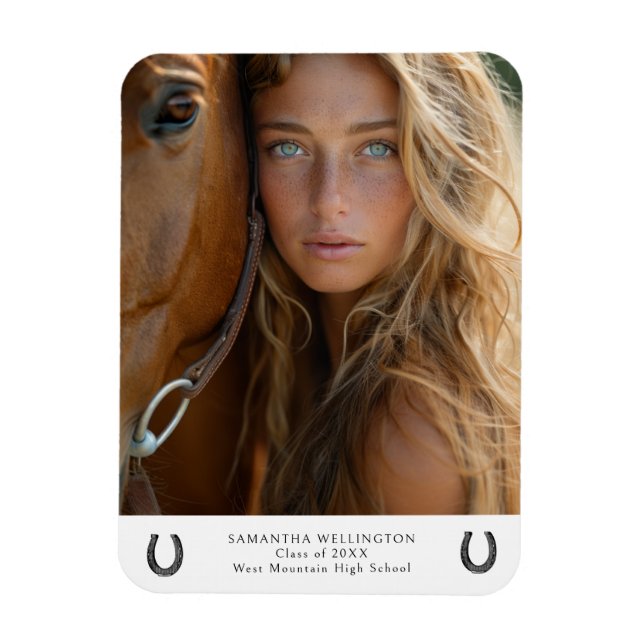 Modern Equestrian Horse Shoe Photo Studenten Magnet (Vertikal)