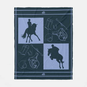 Modern Equestrian Theme Monogram Fleecefilt