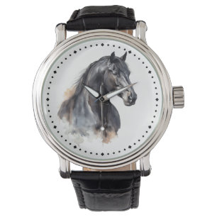 Modern Equestrian Thoroughborn Black Horse Armbandsur