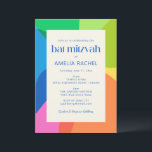 Modern Estetisk Bat Mitzvah Färgglad Geometrisk Inbjudningar<br><div class="desc">Denna moderna Bat Mitzvah-inbjudan har djärva geometriska former och en ljus och glädjefull färgpalett som känns festlig utan att vara för formell. Den rena typografin håller layouten lätt att läsa medan den färgglada ramen tillför personlighet och energi. Perfekt för familjer som planerar en modern Bat Mitzvah med synagoggudstjänst och kvällsfirande....</div>