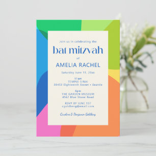 Modern Estetisk Bat Mitzvah Färgglad Geometrisk Inbjudningar