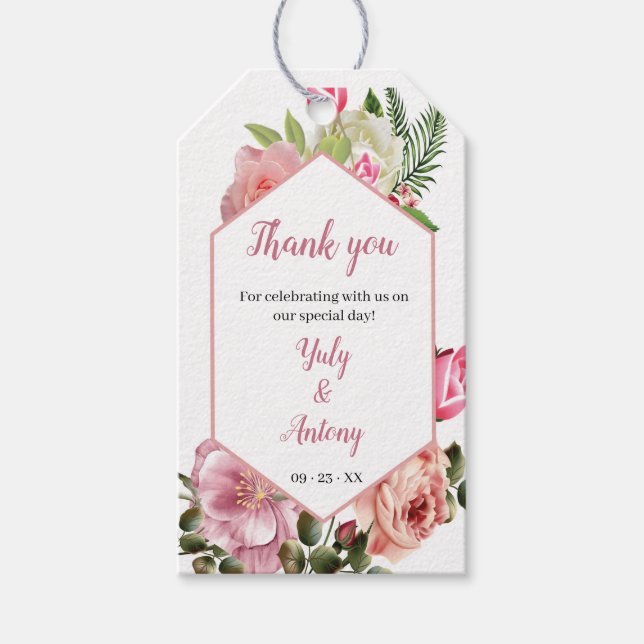 Modern estetisk Rosa Blomning Blommig  Presentetikett (Framsidan)